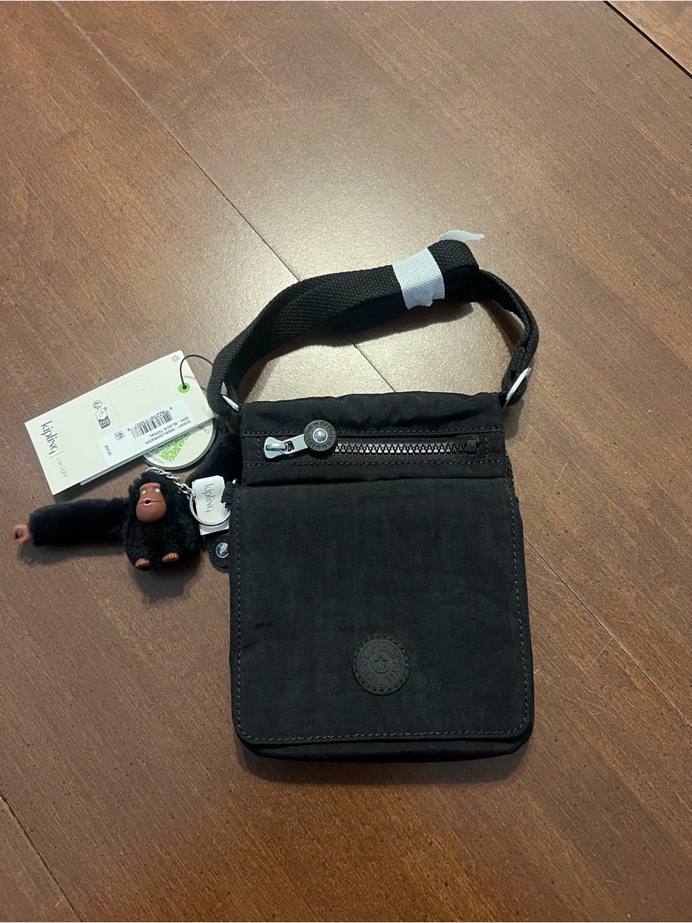 KIPLING | BLACK SMALL MESSENGER CROSSBODY WITH MONKEY CHARM